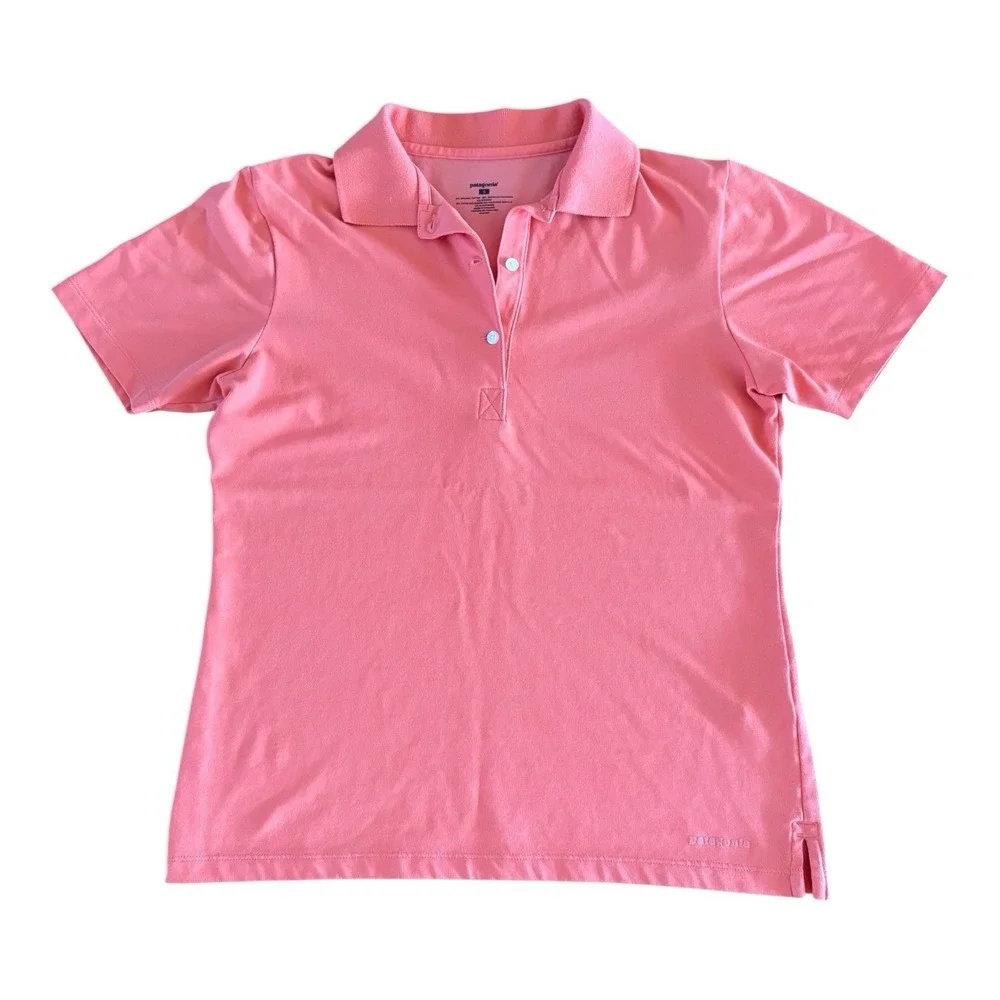 Patagonia Polo Button Down Shirt Casual Golf Salmon Pink Top Women's‎ Small